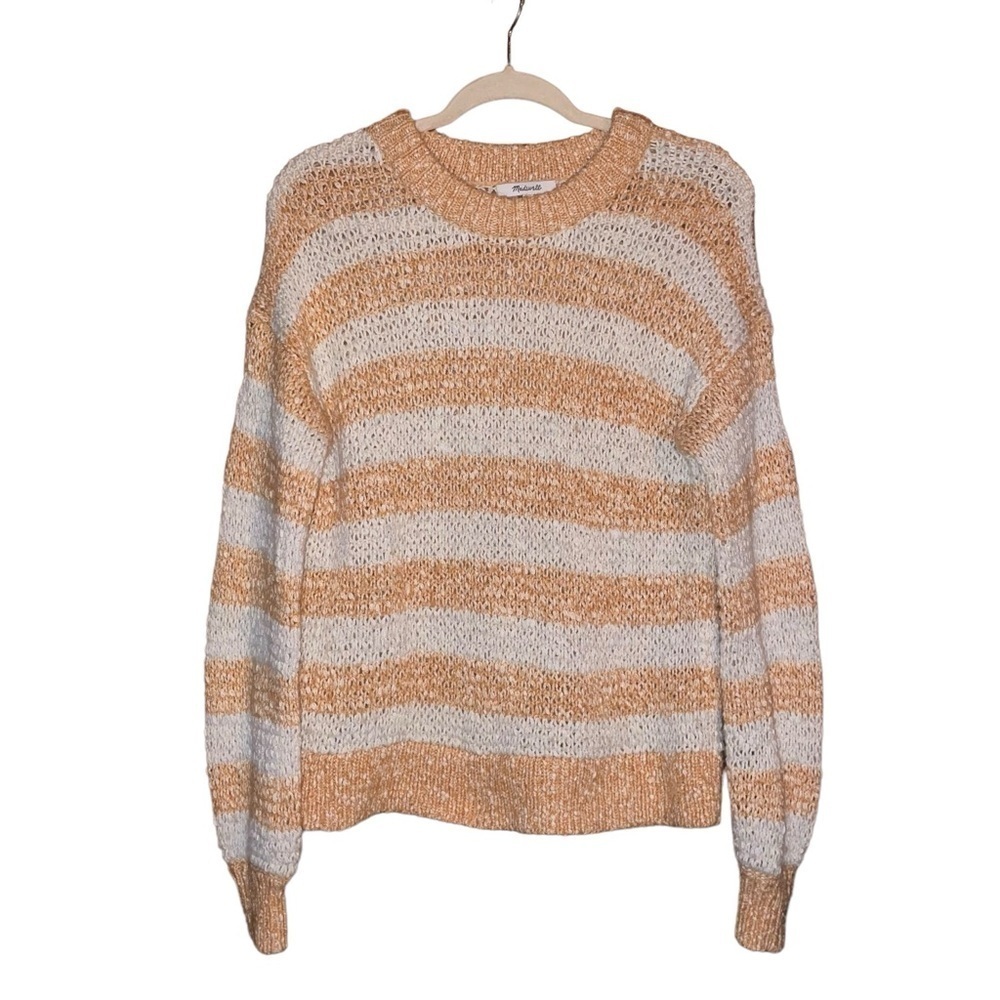 MADEWELL Baez Pullover Sweater in Stripe Marbled Caramel Size Extra Small - Picture 7 of 16